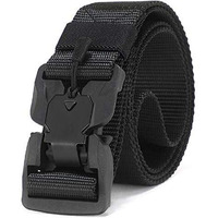 Contacts Synthetic Quick Release Buckle Nylon Belt For Men | Men's Nylon Belt (Free Size) (Black)