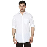 Miraan Men's Linen Cotton Long Sleeve Slim Fit Casual Shirt (Siglinenwhitexl_White_X-Large)