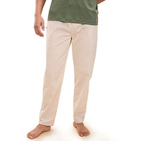 Damensch The Stretch Men's Woven Cotton Tapered Fit Pyjama Pants- Oatmeal Beige- Medium