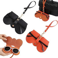 Vivue 2 Pcs Sunglasses Case Cover For Men & Women | Pu Leather Eyewear Glasses Case With Hanging Strip For Bag | Snep Button Cover Protect Your Eyeglasses, Spectacles, Goggles, Organizer For Travel