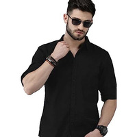 Otus Slim Fit Casual Shirt For Men|| Latest Shirt For Men|| Shirt For Men Stylish Latest || Men Solid Formal Shirt (Black; Large)