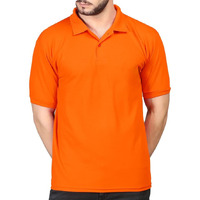 Inkkr Men's Polo Neck Solid Orange Half Sleeve T-Shirt,Xs To 3Xl