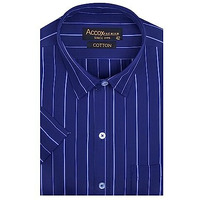 Accox Men's Cotton Half Sleeves Striped Regular Fit Formal Shirt For Men(Gcr271_42) Blue
