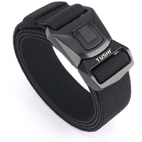 Tushi Quick Release Tactical Belt, Military Style Nylon Web Hiking Belt With Heavy Duty Seatbelt Buckle (Black, Men)