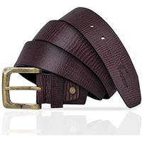 Urban Forest Textured Brown Casual Leather Belt For Men With Antique Gold Buckle