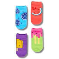 Thela Gaadi Pure Cotton Printed Funky Socks For Men & Women (Pack Of 4) | Unisex, Low Cut Ankle Length | Summer Prints Socks | Odour Free, Breathable, Adaptive Fit