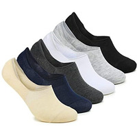 Tex Homz Anti Slip Cotton Loafer Socks No Show Socks For Men And Women (Grey, White, Blue, Black, Size Uk 10, Us 12 And Euro 45) - Pack Of 6