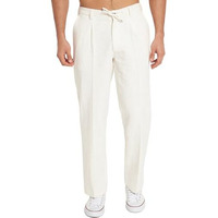 Thevasa Linen Comfort Casual Ease Mens Pants Comfortable And Stylish Casual Mid Rise Trousers/Perfect For Office, Work, And Everyday Wear White 34
