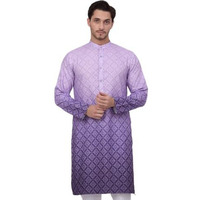 Jompers Men's Purple Ombre Pure Cotton Straight Kurta (Purple, L)