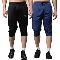 Mack Jonney Dryfit Lycra Solid Multicolor 3/4Th Capri For Men (Pack Of 2)-Dryfit_D13_Blk_Blu_02-M