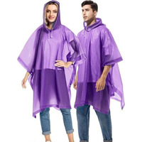 Hacer Eva Poncho Raincoat Transparent Hooded Water Resistant Rain Jacket With Sleeves For Women Men Camping Rainy Season Travel - Purple