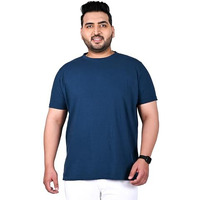 Bigbanana Plus Size Solid Men's Round Neck T-Shirt (Tony-Navy,Navy Blue,3Xl)