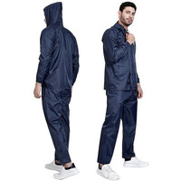 Hacer Fantasy Raincoat With Pants For Men Waterproof Full Length Hood & Pockets Rainwear For Gents & Boys Carry Bag Included- (Navy Blue, Size- Xxl, 1 Pc)