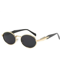 Dervin Retro Oval Sunglasses For Men & Women | Metal Frame | Uv400 Protection | Durable, Stylish & Trending Shades (Gold-Black)