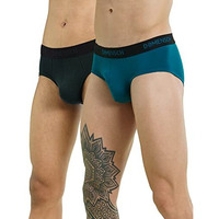 Damensch Mens Premium Cotton Solid Briefs Refrsh Single Of Peppermint Powered-Pack Of 2-Sailor Blue,Pine Green-Large