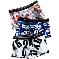 Asjar Men's Cotton Ice Silk Underwear Boxer Briefs Breathable Casual Style Camouflage Printed Shorts | MenS Trunk Multicolor (Pack Of 3)