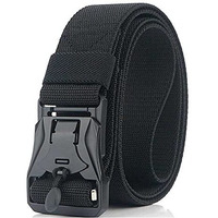Edifier Breathable Webbing Nylon Military Style Tactical Black Canvas Unisex Waist Belt With Heavy-Duty Quick-Release Metal Buckle 1.5 Inches Wide, Waist Size Upto 40 Inches (Pack Of 1)