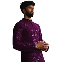 Lookmark Present Men's Pure Rayon Chikankari Sequins Kurta||Men's Chikankari Purple Coloured Kurta|| Az-Lm-Og-Kurta 11 Purple-M