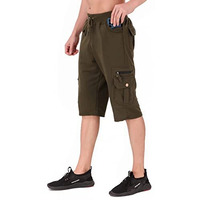 Uzarus Men's Cargo Capri Shorts With 9 Pockets (Xxl, Green)