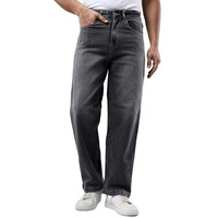Kotty Men's Solid Regular Fit Mid Distressed Fashionable Trendy Denim Jeans(Black,32)