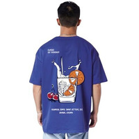 Veirdo Pure Cotton Half Sleeve Round Neck Oversized Fit Graphic Print Royal Blue T-Shirt Men/Boys (Os_V_Glsmlk_Db_L) (Available In From S To 2Xl)