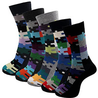 Rc. Royal Class Men's Calf Length Pure Cotton Multicolored Socks (Pack Of 5 Pairs)