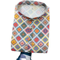 Foxdx Men's Traditional Cotton Floral Printed Only Kurta (Medium, 09 White Chokadi)