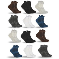 Sjeware 12 Pairs Solid Cotton Ankle Length Socks For Men & Women, Multicolor, Pack Of 12, Free Size