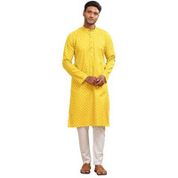 Be Active Men's Ethnic Printed Full Sleeves Kurta || Cotton Kurta For Men || Men Kurta For Wedding || Kurta For Men (C-Rf0060 Kr 2 Xl) Yellow