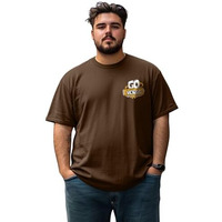 Veirdo 100% Pure Cotton Oversized Fit With Drop Shoulders Latest Pocket Graphic Printed Designs Plus Size T-Shirt For Men (Vd_Ps_Goveirdo_B_5Xl) Brown