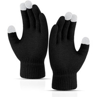 Firstfit Winter Gloves, Woolen Gloves For Men Women, Upgraded Touch Screen Texting Warm Running Gloves With Thermal Soft Knit Lining - Black