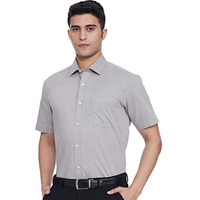 Amazon Brand - Symbol Men's 100% Cotton Half Sleeve Regular Fit Formal Shirt Mid Grey2 46