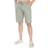 Divisive Men's Relaxed Fit Cotton Linen Shorts (Dsrt5_32_Olive)