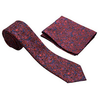 Vibhavari Men's Red Paisley Tie & Pocket Square