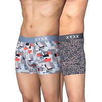 Xyxx Men's Modal Printed (Pack Of 2) R63_Trunk_01_2_3_Skyline Blue+Map Grey_M
