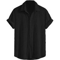 Greciilooks Black Textured Casual Shirt For Men (Gl-Ms-6159-L-Black)