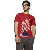 Bewakoof Men's Printed 100% Cotton T-Shirt - Regular Fit, Round Neck, Half Sleeves Red