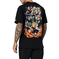 Peaceout Cotton Unisex Slim Fit T-Shirt With Anime Printed Demon Slayer (Black) (Small, Black)