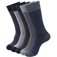 Balenzia Men's Zig Zag Patterned Cotton Crew Length Socks- Pack Of 5(Black,Navy,Brown,L.Grey,D.Grey)