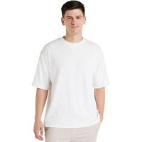 Amazon Brand - Symbol Men's Fit Solid Short Sleeve Oversized Round Neck Waffle T-Shirt (Sym-M-A24-Ts-200_Off White M)