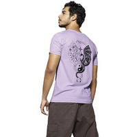 Bewakoof Men's Seek Balance Graphic Print Cotton T-Shirt- Regular Fit, Round Neck, Half Sleeves 580213_Purple_M