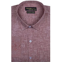 Accox Men's Full/Long Sleeves Formal Regular Fit Cotton Linen Plain Shirt (Gcrfs27_42) Maroon