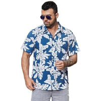 Lookmark Men's Vibrant Printed Half Sleeve Loose Fit Casual Shirt In Cotton Blend  Perfect For Beach Days, Everyday Comfort, And Effortless Style (Az-Lm-Og-Printed Shirt Coastal-M) Blue