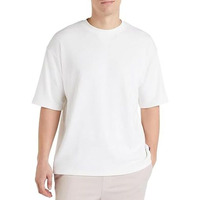 Alone Eagle Oversized Baggy Fit Drop Shoulder Half Sleeves Round Neck Solid Pure 100% Cotton T-Shirt For Men (White,Xl)