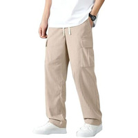 Vogaan Men's Cargo Pants | Corduroy Trousers For Men Loose Fit | Cargos For Men | Men Cargo Trouser (Cream_32)