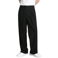 Aahwan Black Solid Pleated Baggy Korean Trousers For Men's (286-Black-32)