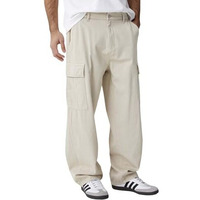 Kotty Men's Solid Loose Fit Street Style Utility Wear Baggy Cargo Jeans(White,28)