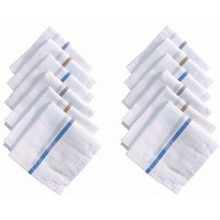 Caslino - Cotton Handkerchiefs For Men, 41 X 41 Cm, 6 Pieces Large Size Hanky For Gents, White Stripes (Champion - 1100, Pack Of 6)
