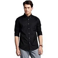 Symbol Premium Men's Stylish Solid All Day Fresh Buttondown Casual Shirt - Regular Fit|Plain|Full Sleeve|Cotton Semi Formal Wear (Available In Plus Size & Combo Pack, Black_L)