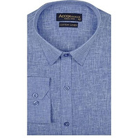 Accox Men's Full/Long Sleeves Formal Regular Fit Cotton Linen Plain Shirt (Gcrfs28_42) Blue